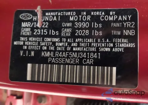 2022 Hyundai Elantra N Line z USA, uszkodzony, nr VIN KMHLR4AF5NU341841